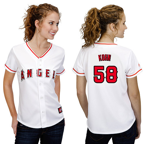 Michael Kohn #58 mlb Jersey-Los Angeles Angels of Anaheim Women's Authentic Home White Cool Base Baseball Jersey
